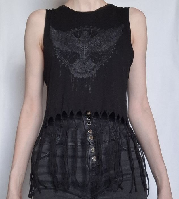 Krótki top z frędzlami H&M, S