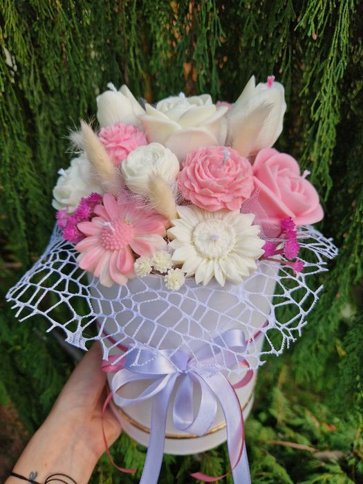 Flower box ze świec sojowych naturalne świeczki