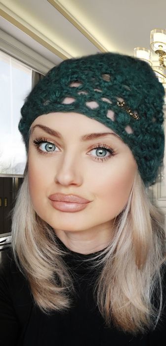 Czapka damska ażurowa zielona Twinset Twin set