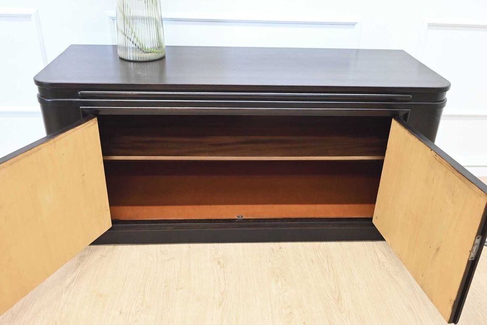 ciemna mahoniowa szafka art deco pod tv s080310