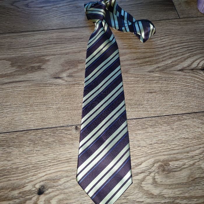 Krawat Angelo di monti paski granat beż