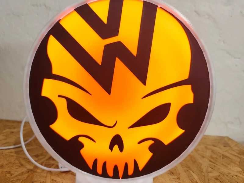 Lightbox Luminaria decorativa VW Volkswagen Skull cx branca