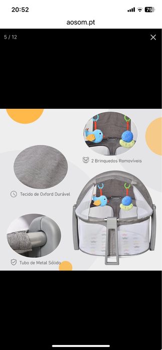 Berço portátil circular para bebé ate seis meses