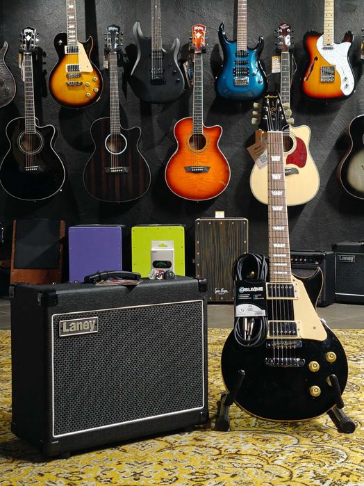 Zestaw Gitara Elektryczna Aria PE-350 STD AGBK + Laney LG35R