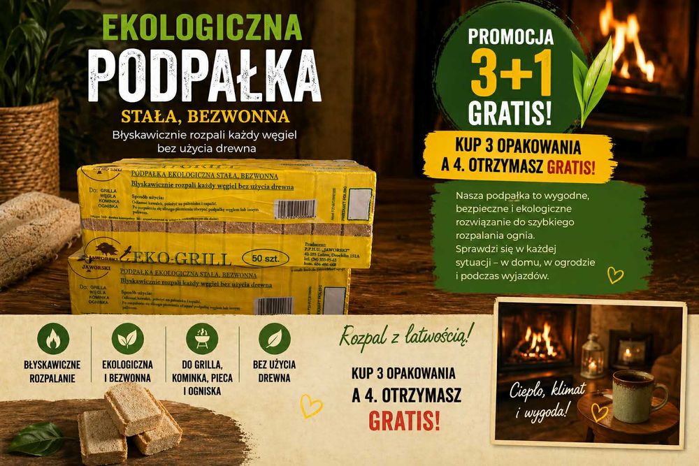 Podpałka ekologiczna JAWORSKI – bezwonna | grill / kominek / ognisko