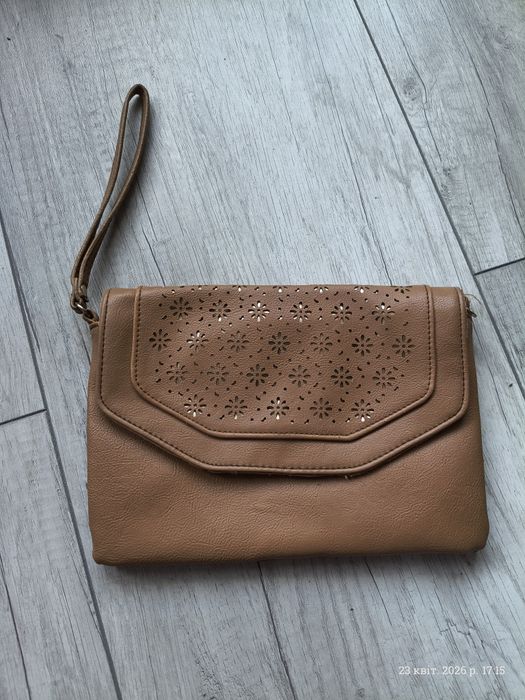 Коричневий клатч з екошкіри New Look, жіноча маленька сумочка