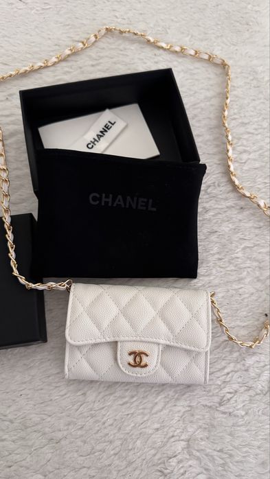 Portfel Chanel 11.3 white  CALFSKIN GOLD