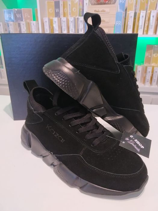 BUTY E MĘSKIE Czarne Skóra