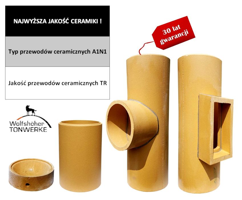 Komin 7m bez wentylacji ocieplony, kompletny, ceramiczny