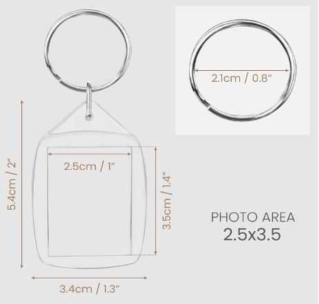 Porta-Chaves em acrílico  transparente para fotos/ofertas (6 unidades)