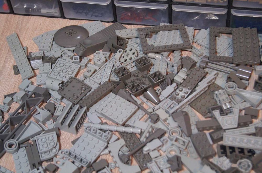 Lego mix elementów old gray grey ciemnoszare i jasnoszare + gratis