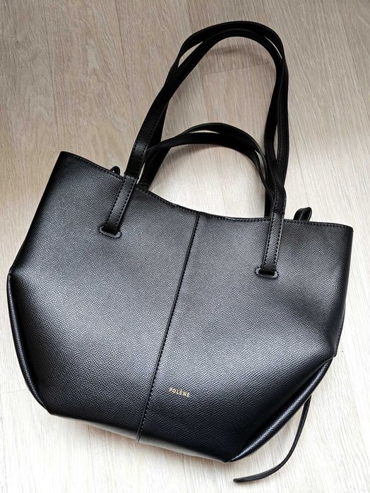Polène Cyme Mini EDITION TEXTURED BLACK czarna torebka damska shopper