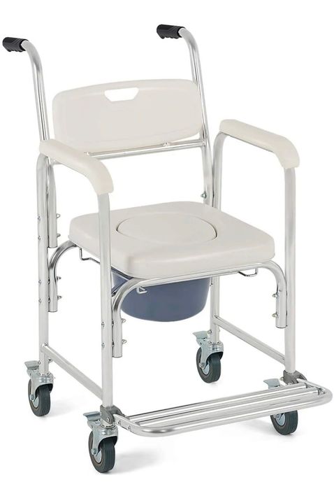 Cadeira sanitária e de duche, com rodas
