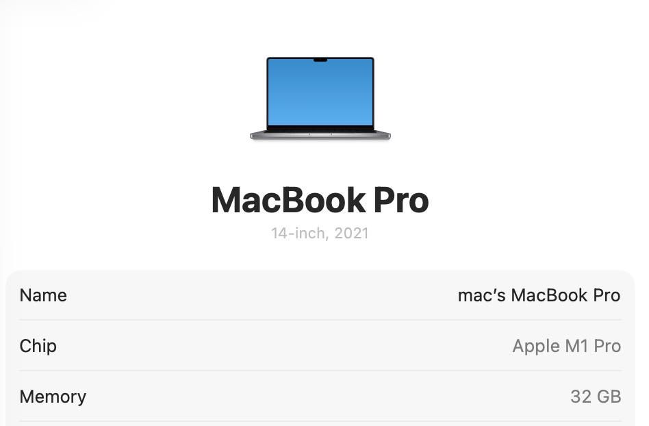 MacBook Pro 14’ 2021 32Gb RAM 512Gb SSD 90%