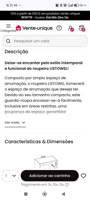 Roupeiro 2 portas (novo na caixa)