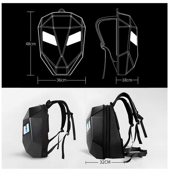 Plecak na kask Iron Man Oczy LED Ekran Pixel Art plecak Motocyklowy