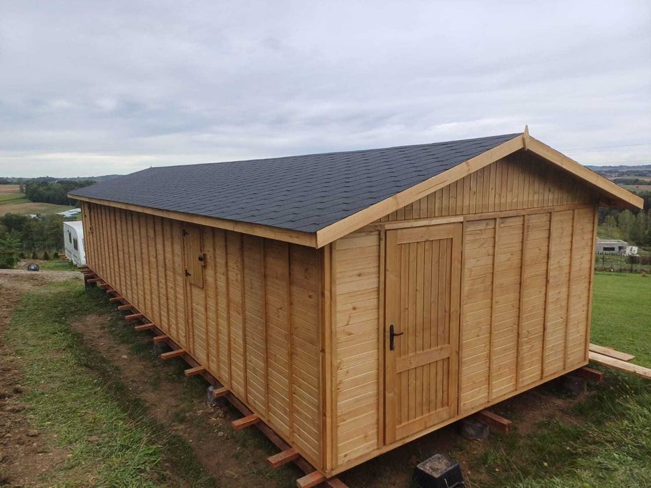 Domek letniskowy drewniany narzędziowy altana ogrodowa na ROD 12x4 m