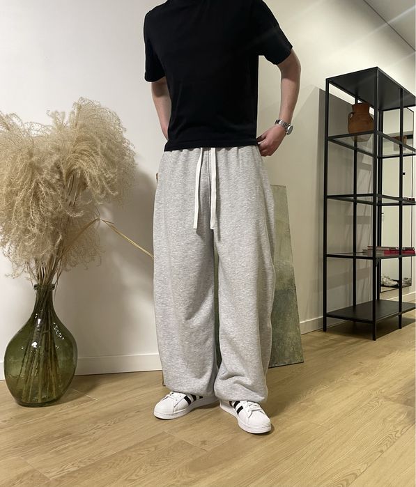 Широкі спортивки BAGGY SWEATPANTS m l xl сірі спортивні штани серые спортивки на утяжках котон бегги loose wide fit