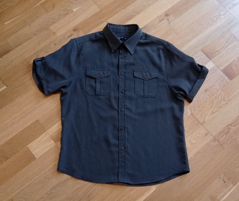 Cedarwood state szara koszula w kratkę, krótki rękaw, r. XL