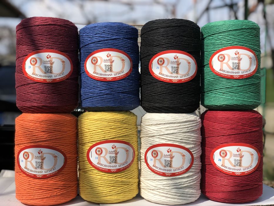 Шнур шпагат бавовняний для макраме 3,5 та 4 мм