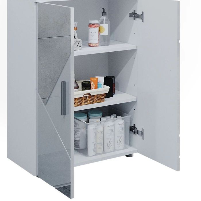 Szafka Midi Vicco Irma 60 × 81 cm – biały wysoki połysk