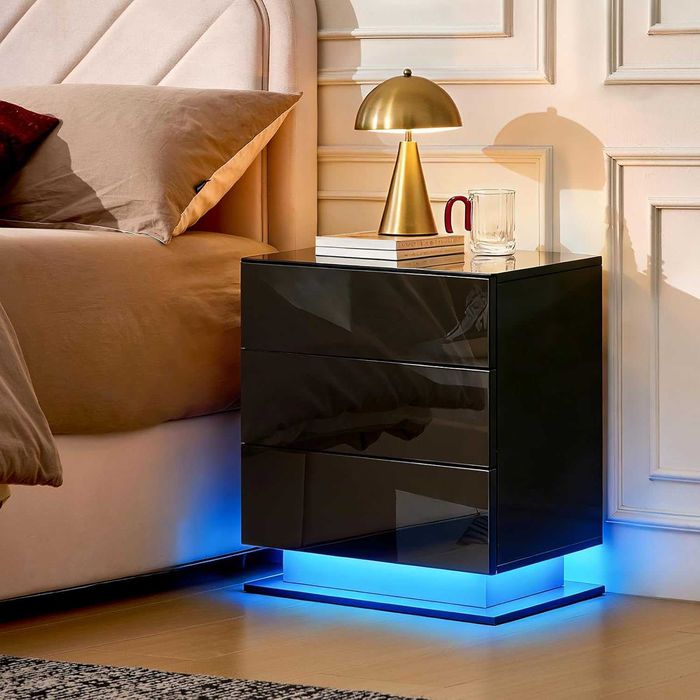 Nowy stolik nocny / 35x50x60cm / nakastlik / LED / półka / do sypialni / W737!