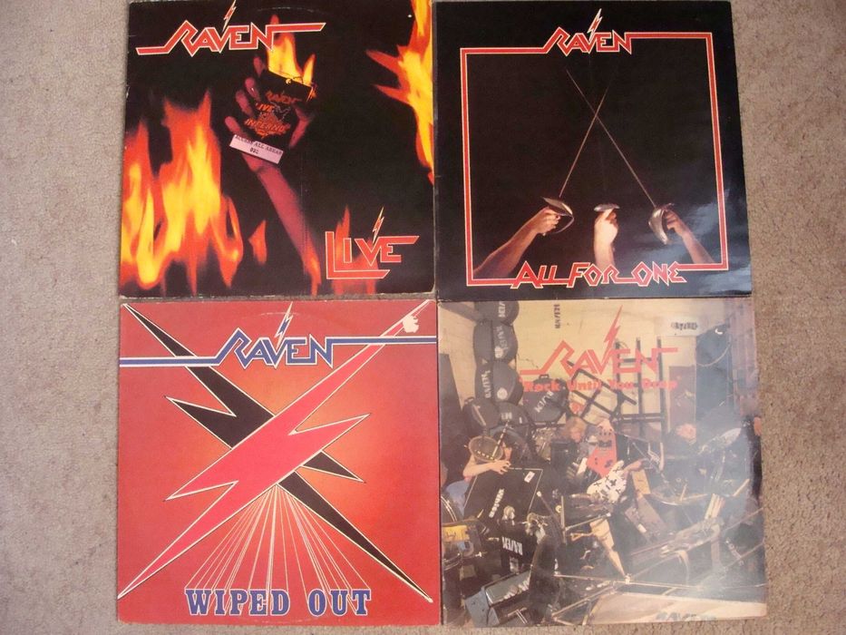 4 LP Raven: Rock Until, Wiped Out, All For One, DLP Live