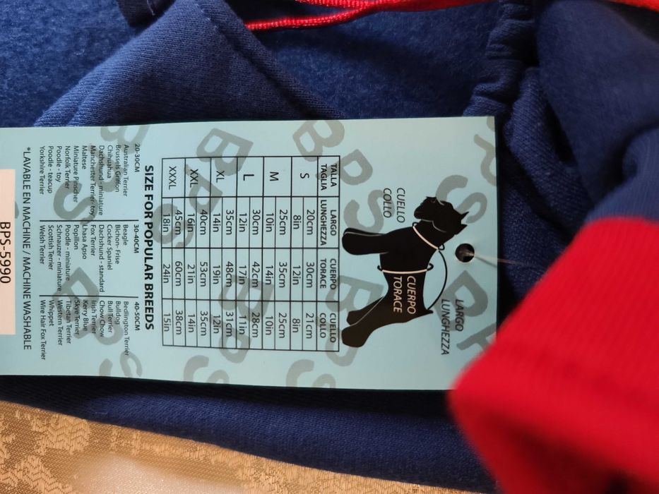 Roupa para Cão - azul e Vermelha - Tamanho XL