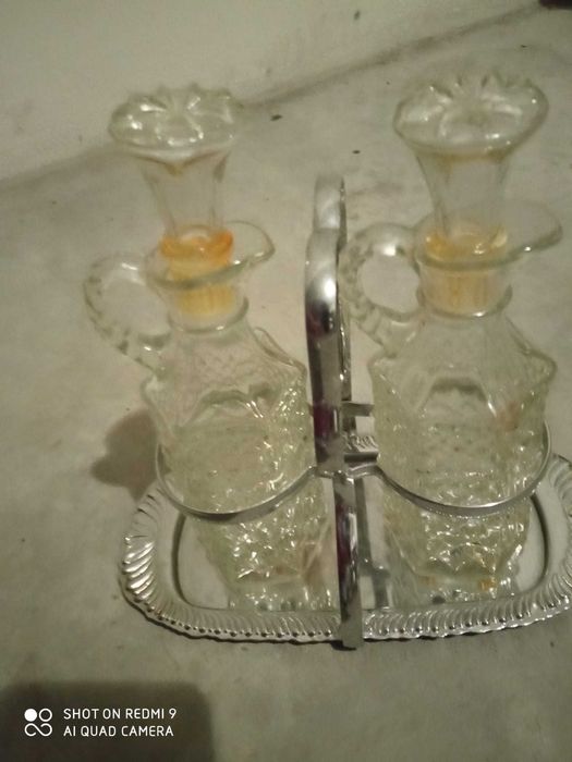 Vintage Glass Condiment Set - Price Reduced