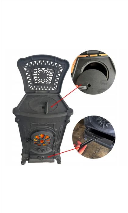 Чугунная печь камин Koza 9 кВт дрова  обогрев до 100 кв м