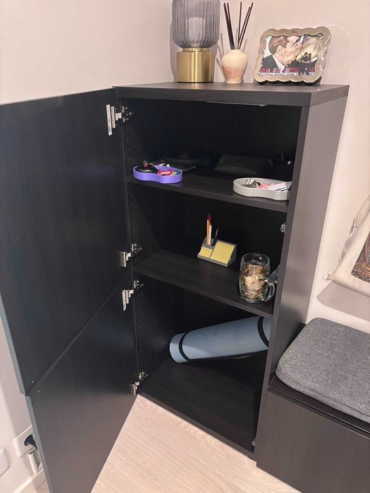 IKEA 2x BESTÅ Estante c/portas, preto-castanho, Lappviken