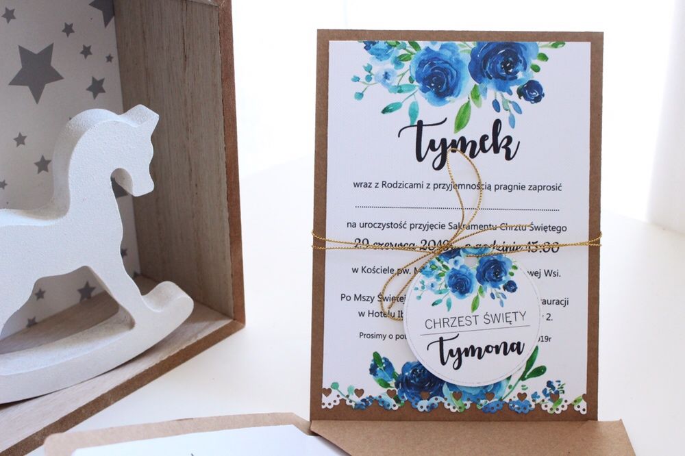 Zaproszenia zaproszenie na chrzest chrzciny urodziny urodzinowe roczek