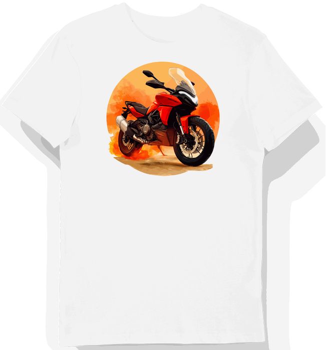 Koszulka męska biała z Motywem Ducati w Ogniu Przygody XXL