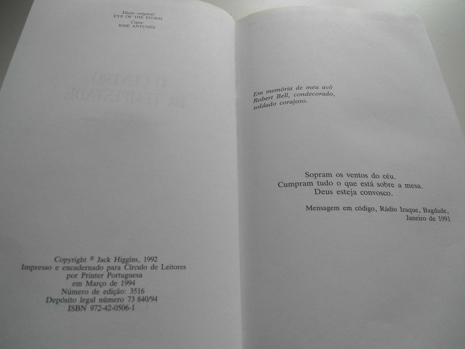 O Centro da Tempestade por Jack Higgins  (1994)