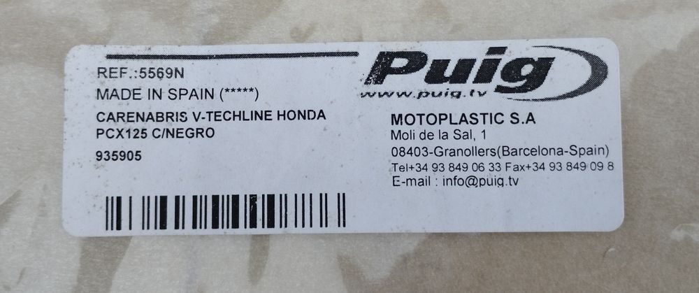 Vidro Preto PUIG para Honda pcx (primeiro modelo)