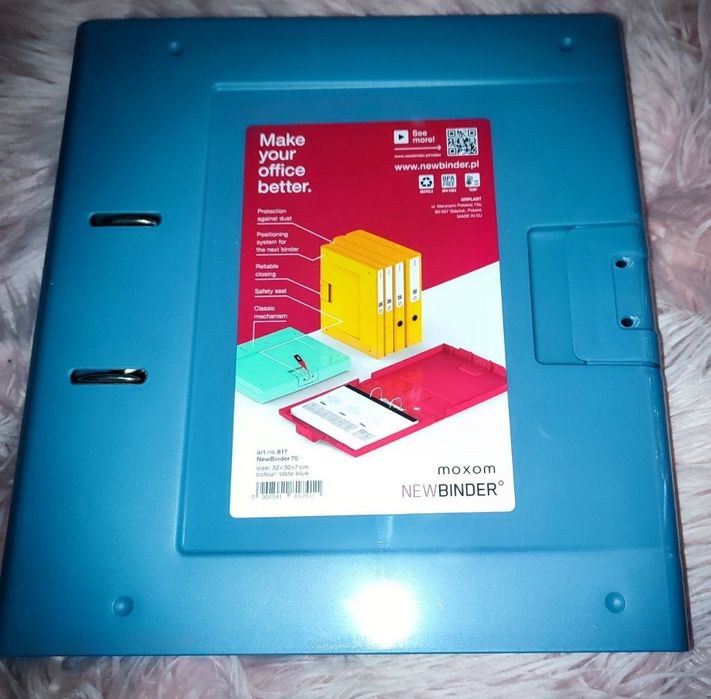 Segregator biurowy do dokumentów NewBinder 70 MOXOM szaroniebieski 5 sztuk