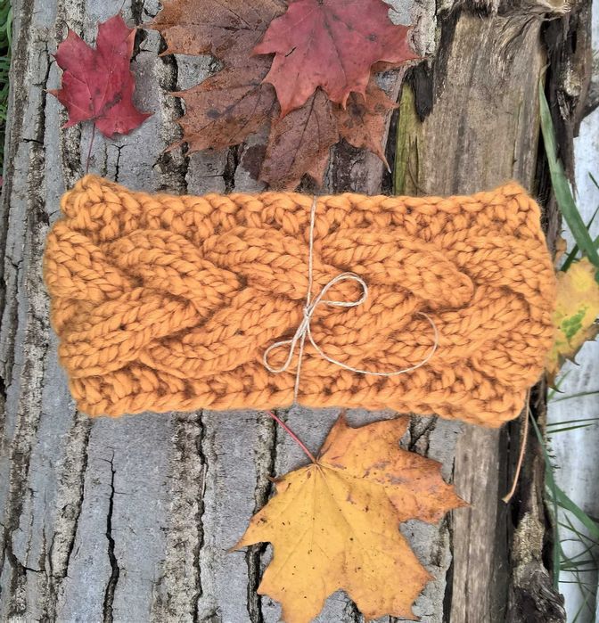 Opaska na głowę w kolorze miodowym