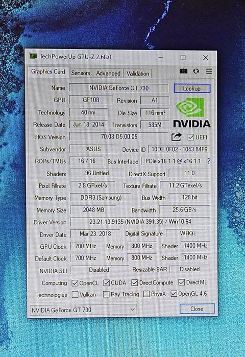 Продам відеокарту GT 730 2GB Asus DDR3 (GT730-2GD3)