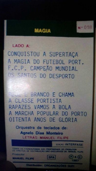 Rara cassete 35 anos Futebol Clube do Porto de 1987 O Ano Do Dragão