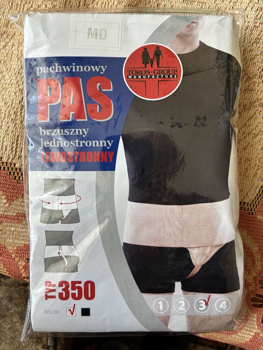 Pas przepuklinowy pachwinowy brzuszny jednostronny rozmiar 3