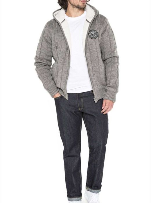 сіра в'язана кофта на блискавці від Schott NYC з підкладкою