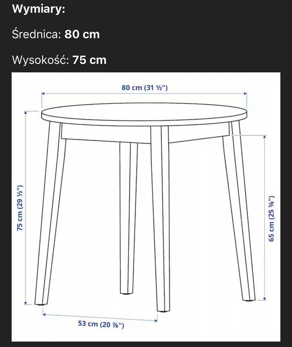 NACKANÄS stół 100% drewno akacja, 80cm