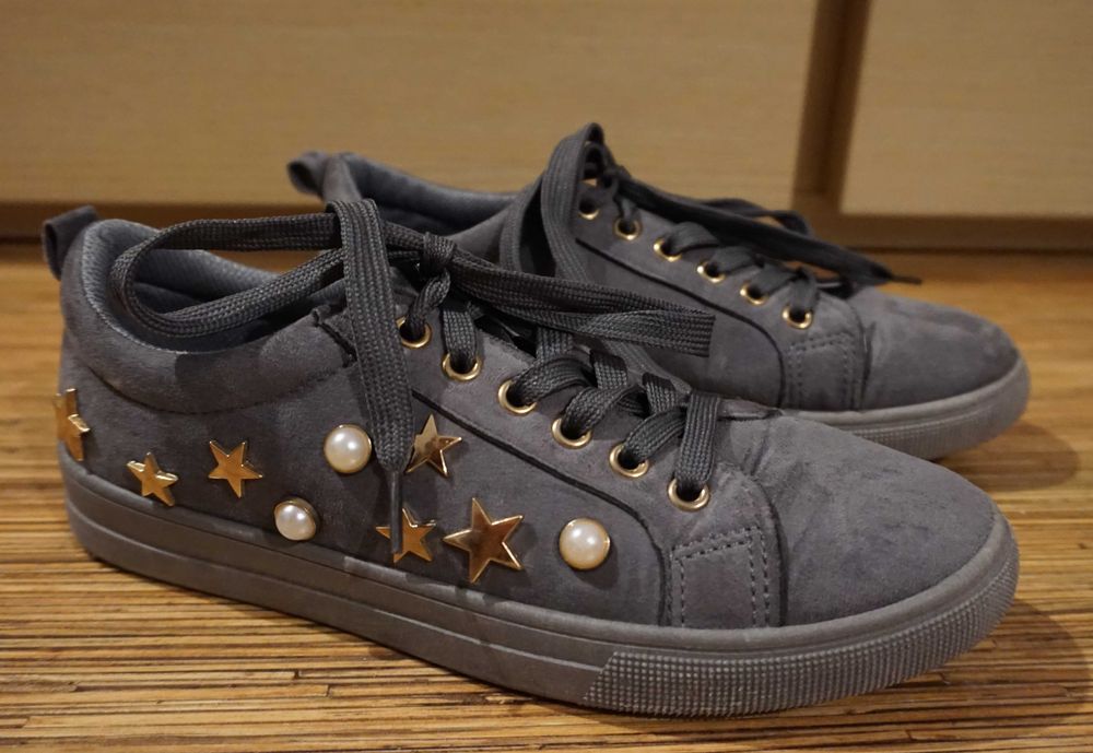 Sneakersy Buty Szare złote dodatki Perełki 39 40/25-25,5cm