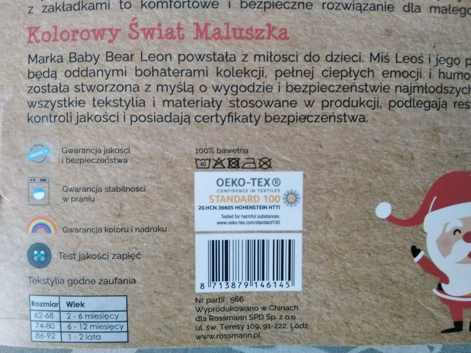 Body dziecięce z długimi rękawkami, 62-68cm, body świąteczne
