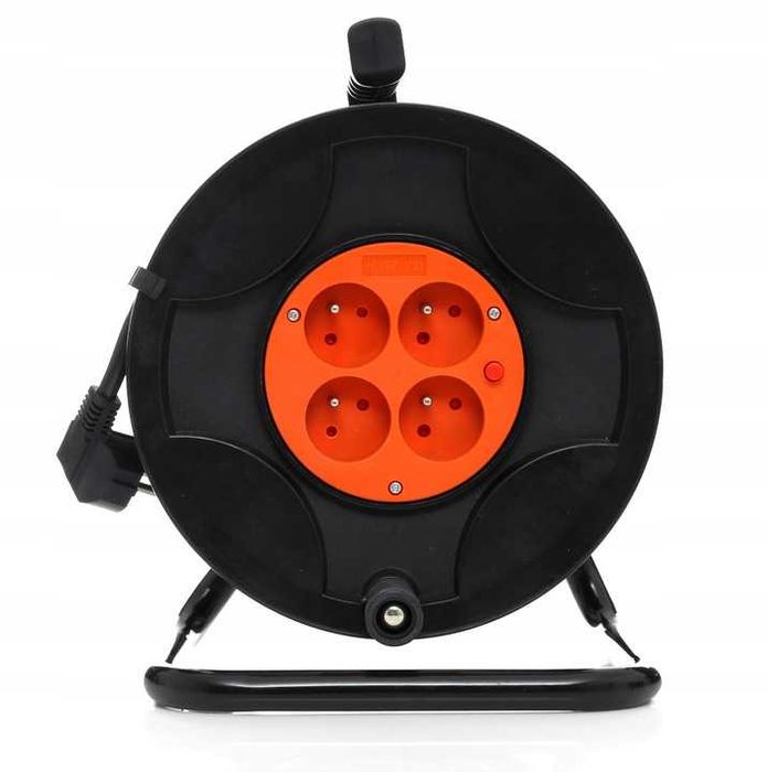 Przedłużacz ogrodowy bębnowy na bębnie zwijany czarny 25m