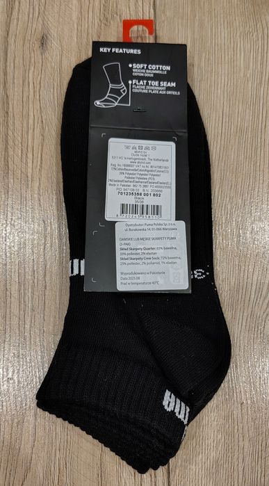 Skarpetki damskie Puma quarter 3 pary czarne 35-38 nowe
