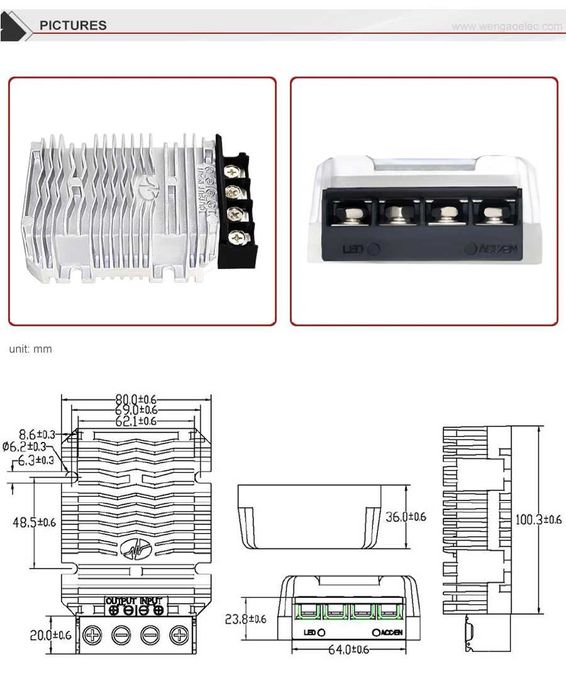 Преміум понижувач постійної напруги з 30-60V на 13.8V до 60А
