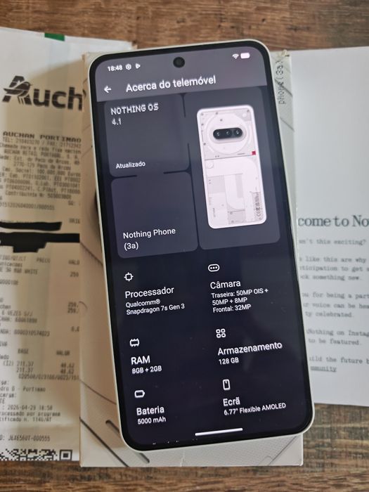 Nothing Phone 3A 5G 6.77" 8GB/128GB Dual Sim Branco Seminovo C/Garantia Aceito Retomas