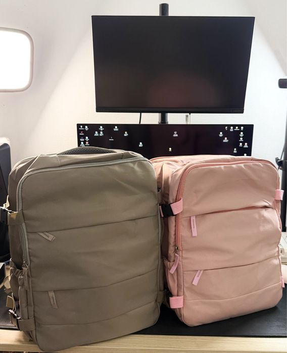 Mochilas de viagem 40x30x20 (Cinzento e Rosa)