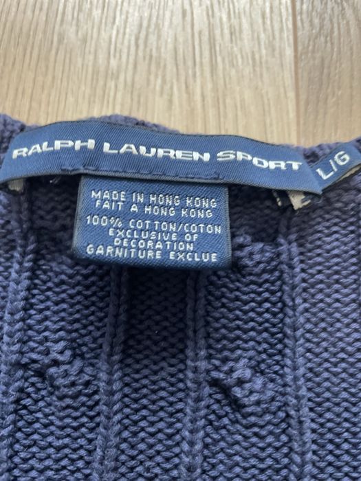Damski sweter warkocz Ralph Lauren Sport granatowy navy